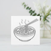 Food Noodle Black White Coloring Page Card (Staand voorkant)