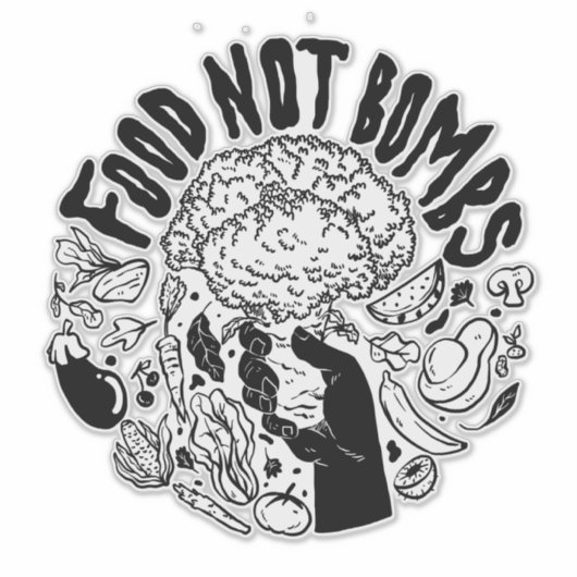 Food Not Bombs glossy sticker (Voorkant)