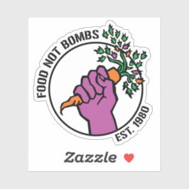 Food Not Bombs-logo met tekst en jaar Sticker