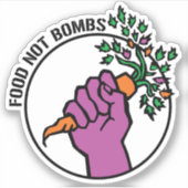 Food Not Bombs logo met tekst Sticker (Voorkant)