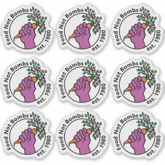 Food Not Bombs logo sticker pack (Voorkant)