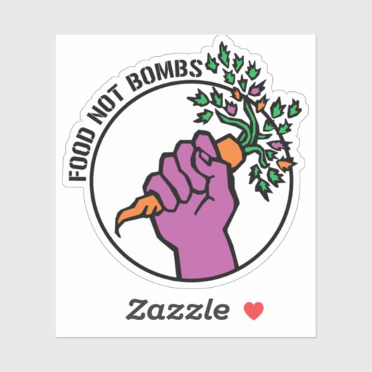 Food Not Bombs logo w/text Sticker (Vel)