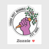 Food Not Bombs logo w/text & year Sticker (Vel)