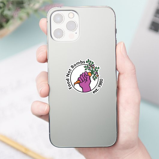 Food Not Bombs logo with text Sticker (Telefoon)