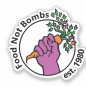 Food Not Bombs logo with text Sticker (Voorkant)