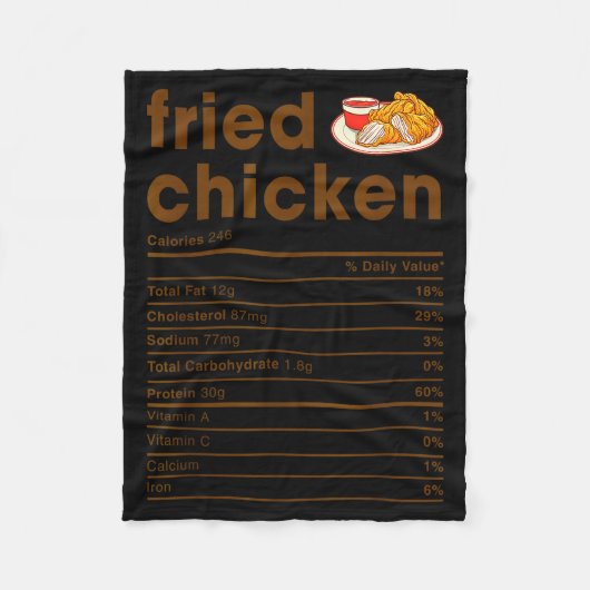 Food Nutrition Facts Shirts Co. Fried Chicken Nutr Fleece Deken (Voorkant)