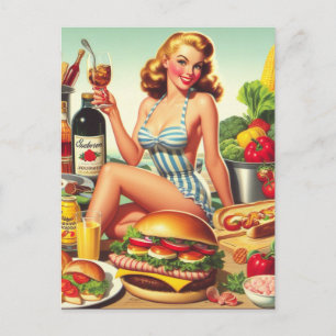  Food Pin-up Illustratie Briefkaart