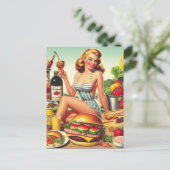  Food Pin-up Illustratie Briefkaart (Staand voorkant)