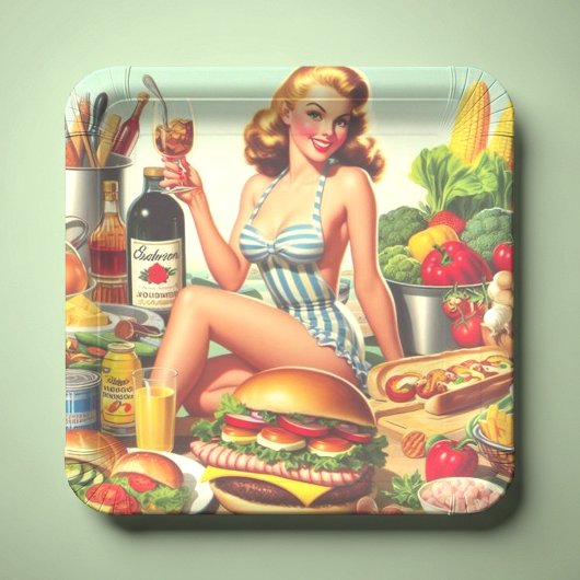  Food Pin-up Illustratie Papieren Bordje
