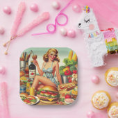  Food Pin-up Illustratie Papieren Bordje (Feest)