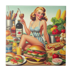 Food Pin-up Illustratie Tegeltje