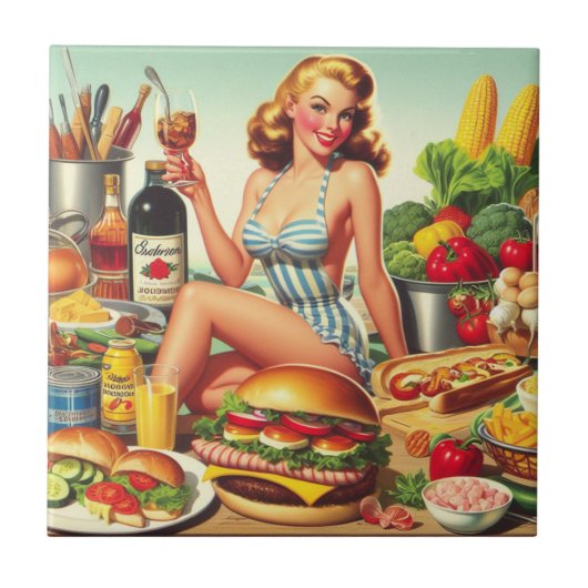 Food Pin-up Illustratie Tegeltje (Voorkant)