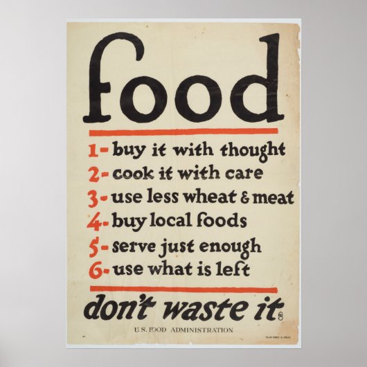 "Food" Poster  oorlog in de Verenigde Staten (Voorkant)