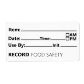Food Safety Date Record Keeping Etiket (Voorkant)