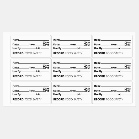 Food Safety Date Record Keeping Labels (Vel)