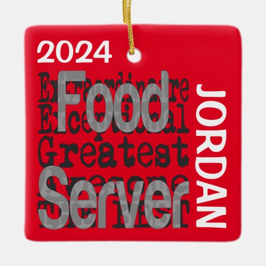 Food Server Extraordinaire CUSTOM Keramisch Ornament (Voorkant)