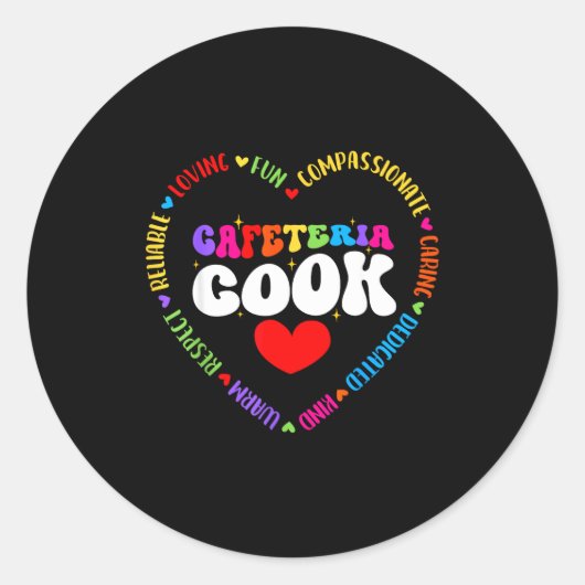 Food Services Crew Cafeteria Cook Helper School Sq Ronde Sticker (Voorkant)