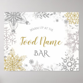 Food Station Winter Wonderland Silver Gold Poster