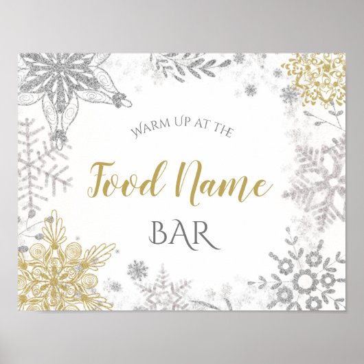 Food Station Winter Wonderland Silver Gold Poster (Voorkant)