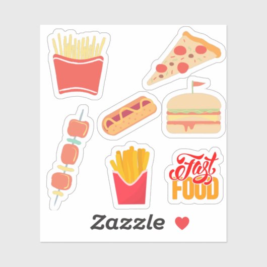 Food Stickers Pack, Cute Fast Food Stickers (Vel)