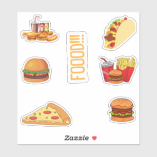 Food Stickers Pack, Cute Fast Food Stickers