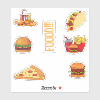 Food Stickers Pack, Cute Fast Food Stickers
