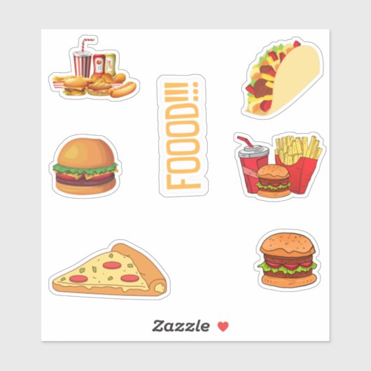 Food Stickers Pack, Cute Fast Food Stickers (Vel)