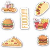 Food Stickers Pack, Cute Fast Food Stickers (Voorkant)