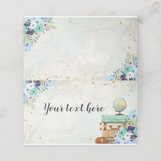 Food Tent Travel Blue Floral Gold Adventure Plaatskaartje (Buitenkant ongevouwen)