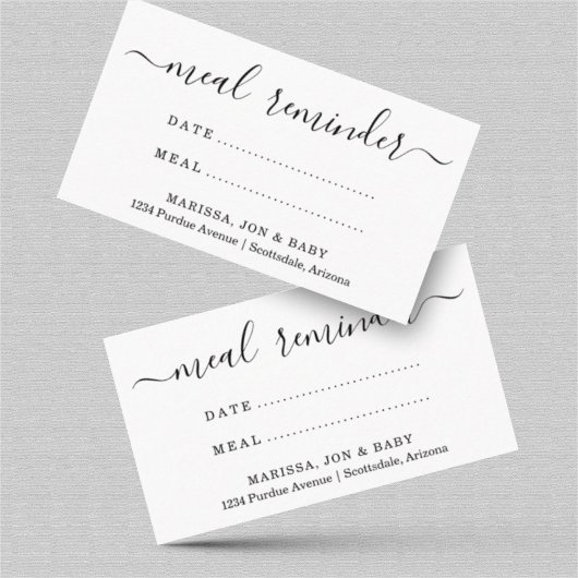 Food Train Meal Reminder Kaart Visitekaartje