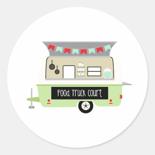Food Truck Court Ronde Sticker (Voorkant)