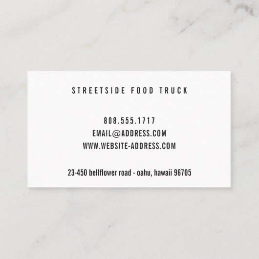 Food Truck Logo Visitekaartjes (Achterkant)