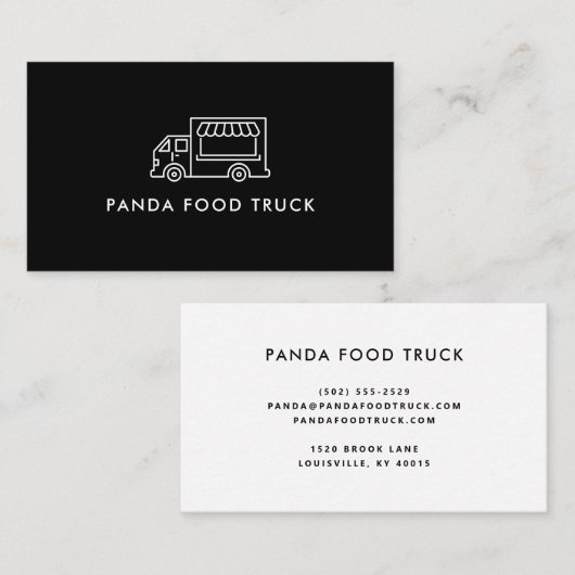 Food Truck Logo Zwart-wit Visitekaartje (Voorkant / Achterkant)