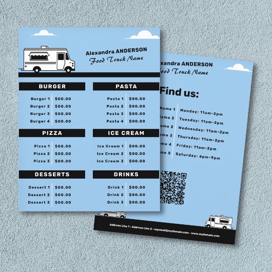 Food Truck Menu & prijslijst Flyer