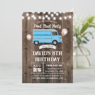 Food Truck Rustic Barn Wood Birthday Party Kaart