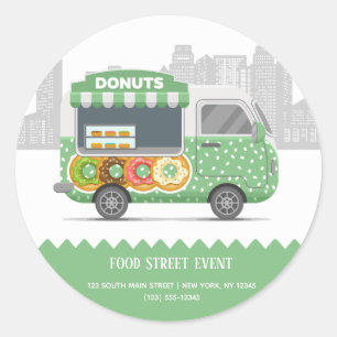 Food truck straatdonuts ronde sticker