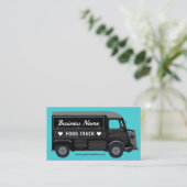 Food Truck Street Kitchen Black Van Catering Visitekaartje (Staand voorkant)
