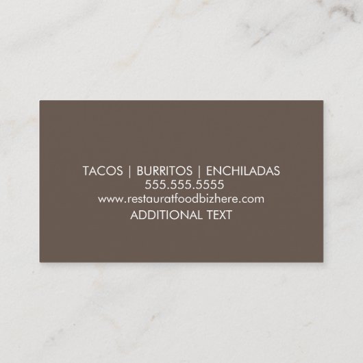 Food Truck Taco Logo Visitekaartje (Achterkant)