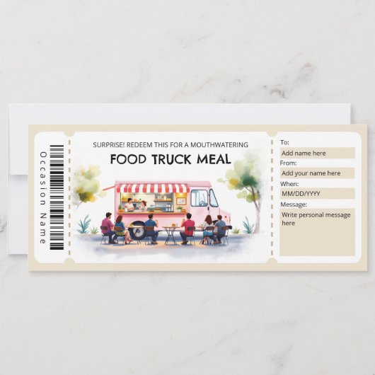 Food Truck Ticket Gift Certificate Kaart (Voorkant)