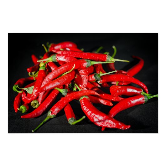 Foodfotografie van Bright Red Chili Perfect Poster (Voorkant)