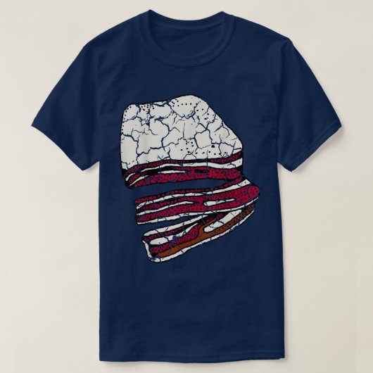 Foodie Bacon Pork Disted T-shirt (Design voorkant)