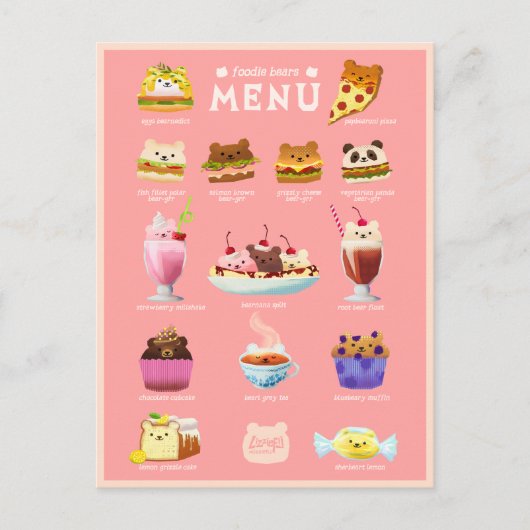 Foodie beren briefkaart (Voorkant)