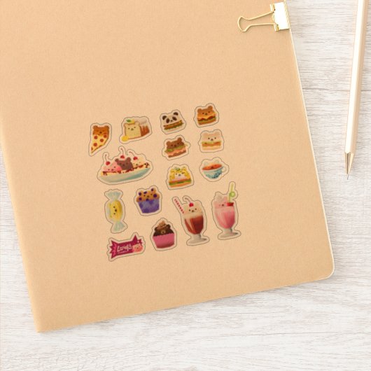 Foodie beren - kleine doorzichtige sticker set (Notitieboek)