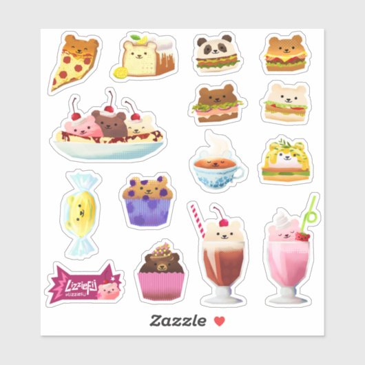 Foodie beren - kleine sticker set (Vel)