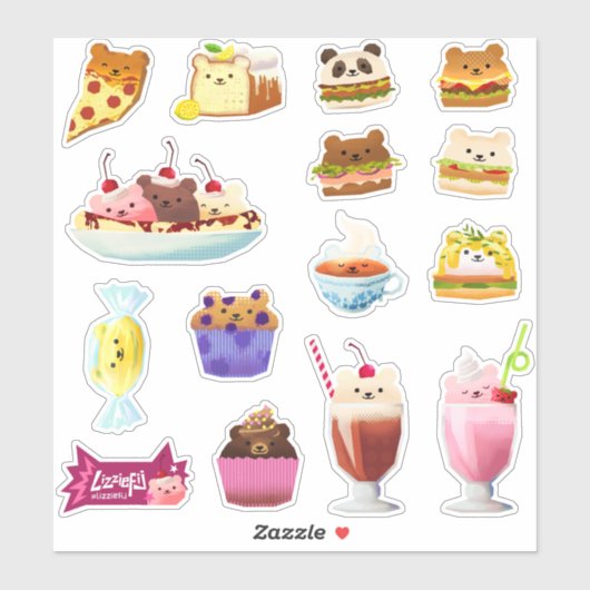 Foodie beren - medium sticker set (Vel)