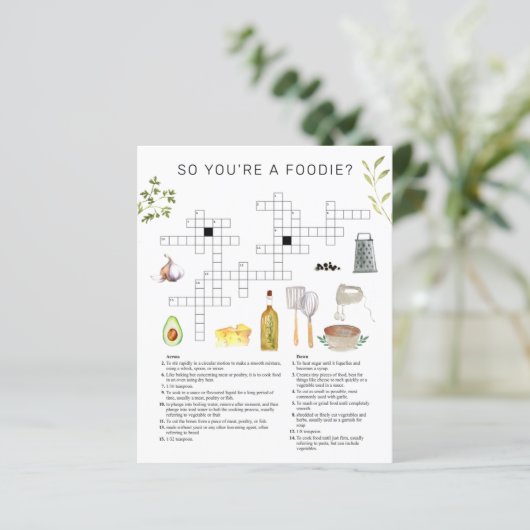 Foodie Chef Waterverf Recipe Crossword Puzzle (Staand voorkant)