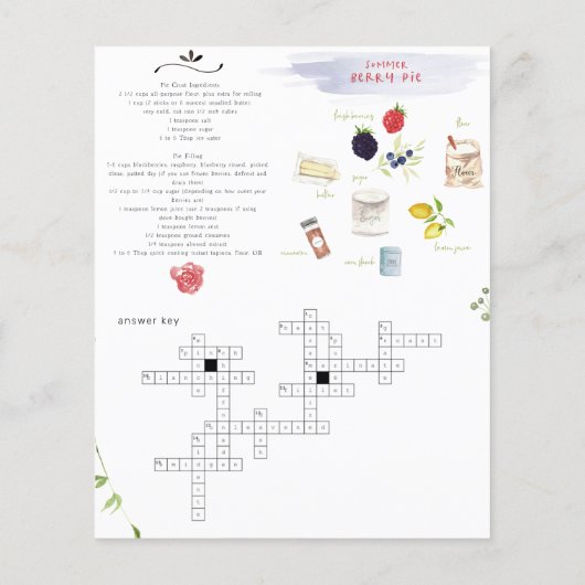 Foodie Chef Waterverf Recipe Crossword Puzzle (Achterkant)