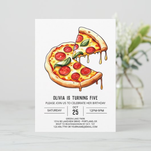 Foodie Custom Pizza Verjaardag Kaart (Staand voorkant)