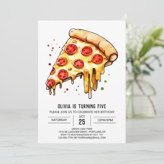 Foodie Eenvoudige Pizza Verjaardag Kaart (Staand voorkant)