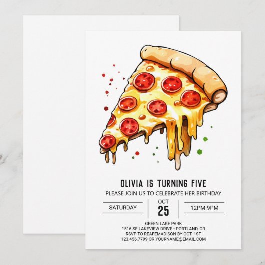 Foodie Eenvoudige Pizza Verjaardag Kaart (Voorkant / Achterkant)